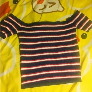 Crop Top (Dark Blue, Red, White)